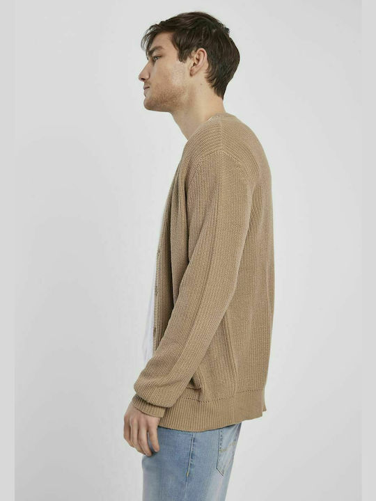 Herren Strickjacke mit Knöpfen Warm Sand
