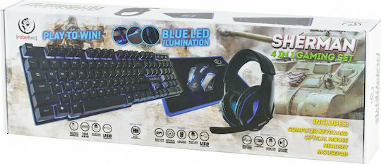 Rebeltec Sherman Σετ Gaming Μηχανικό Πληκτρολόγιο με Φωτιζόμενα πλήκτρα & Ποντίκι (Αγγλικό US)