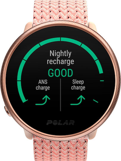 Polar Ignite 2 Stainless Steel 43mm Αδιάβροχο Smartwatch με Παλμογράφο (Rose Gold)