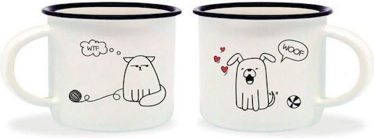 Legami Milano Dog & Cat Mug from Porcelain White 50ml 2pcs