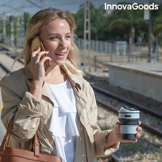 InnovaGoods Flahsie Чаша Пластмаса с Капак Сив 350мл