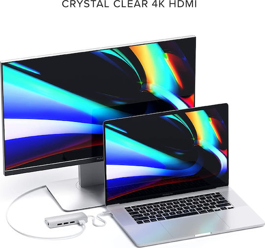 Satechi USB-C Docking Station με HDMI 4K PD Ethernet Ασημί (ST-TCMA2S)
