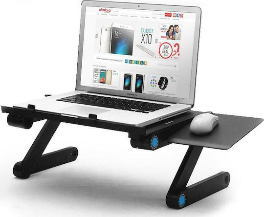 Smart Foldable T8 Таблица за Лаптоп с 2 Вентилатори Черен