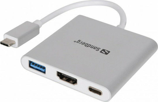 Sandberg USB-C Docking Station mit HDMI 4K PD Silber (136-00)