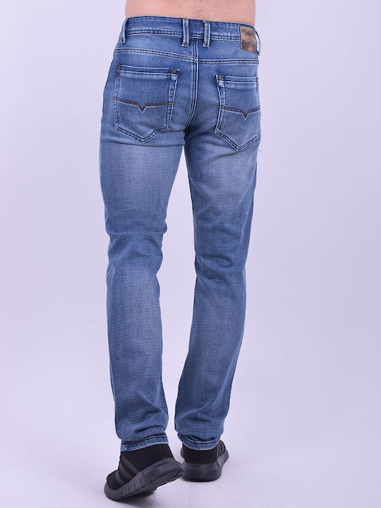 True Rise Herren Jeanshose in Gerader Linie Blau