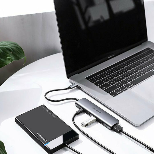Ugreen CM136 USB-C Docking Station με HDMI 4K PD Ασημί