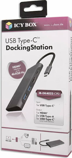 Icy Box USB-C Docking Station mit HDMI 4K PD Schwarz (IB-DK4022-CPD)