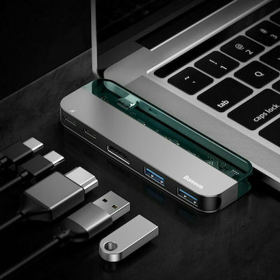 Baseus USB-C Docking Station mit HDMI 4K PD Gray (CAHUB-TD0G)