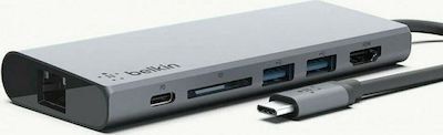 Belkin USB-C Докинг станция с 4K PD Етърнет Сив (F4U092BTSGY)