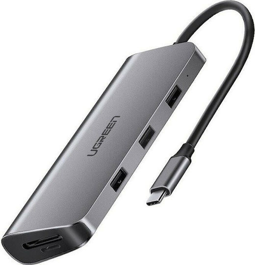 Ugreen USB-C Docking Station with 4K PD Ethernet and Support for 2 Monitors Gray (40873)