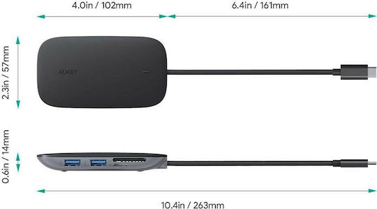 Aukey Unity Link PD II USB-C Docking Station mit HDMI 4K PD Schwarz