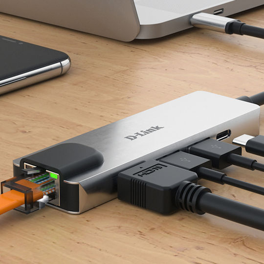 D-Link USB-C Docking Station with HDMI 4K PD Ethernet Silver (DUB-M520)