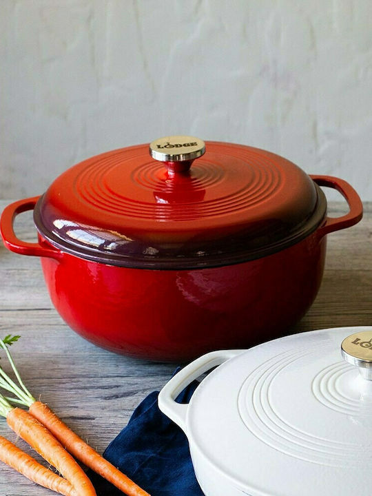 Lodge Βαθιά Κατσαρόλα από Μαντέμι 5.68lt / 34.5cm Red