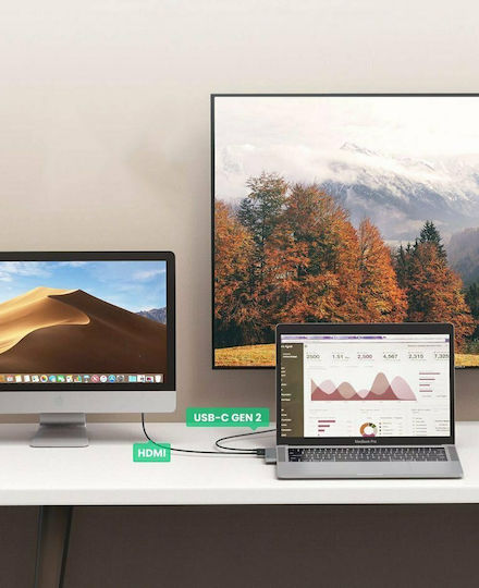 Ugreen CM251 Dual USB-C Docking Station mit HDMI 4K PD und Verbindung 2 Monitore Silber