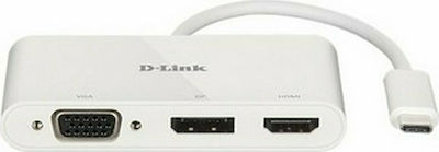 D-Link USB-C Docking Station με HDMI/DisplayPort 4K και σύνδεση 3 Οθονών Λευκό (DUB-V310)