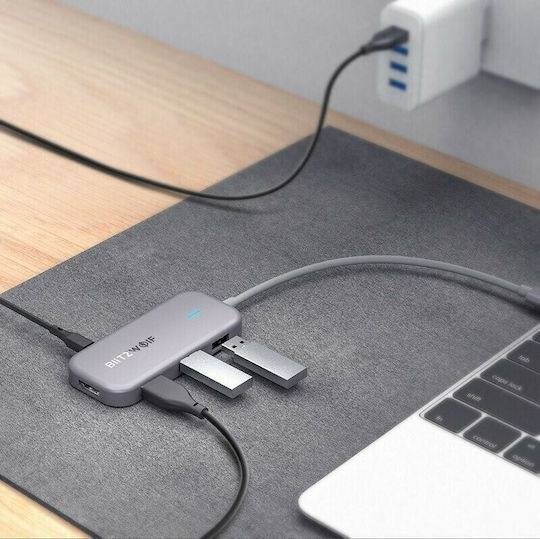 BlitzWolf BW-TH5 USB-C Docking Station με HDMI 4K PD Ασημί