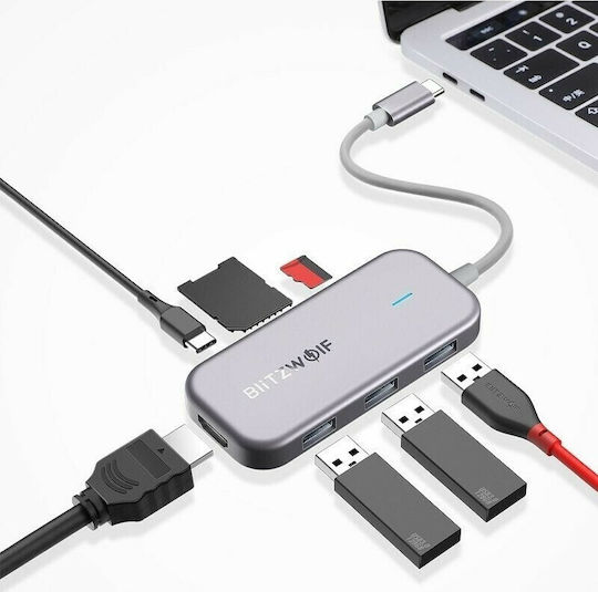 BlitzWolf BW-TH5 USB-C Docking Station με HDMI 4K PD Ασημί