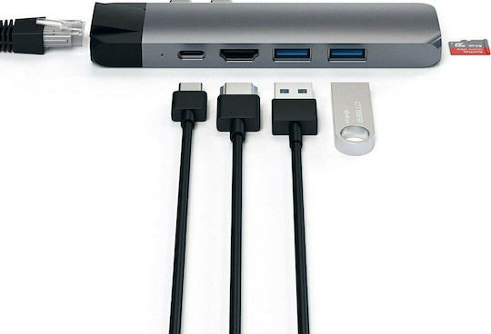 Satechi Dual USB-C Docking Station mit HDMI 4K PD Ethernet Gray (ST-TCPHEM)
