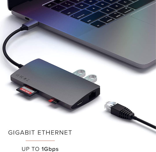 Satechi USB-C Docking Station with HDMI 4K PD Ethernet Gray (ST-TCMA2M)