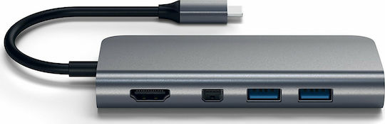 Satechi USB-C Docking Station with HDMI 4K PD Ethernet Gray (ST-TCMM8PAM)