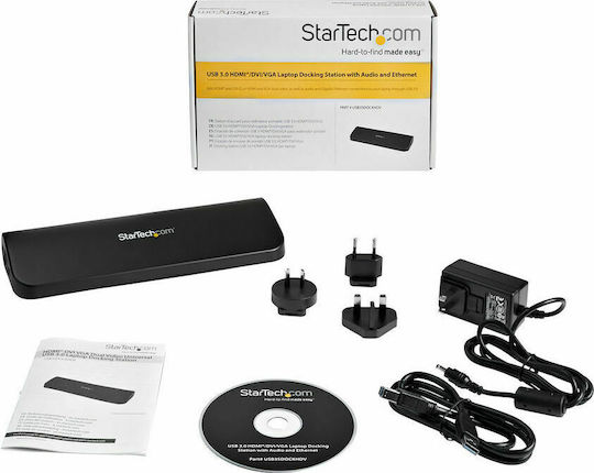 StarTech USB-A Докинг станция с HDMI Ethernet Черен (USB3SDOCKHDV)