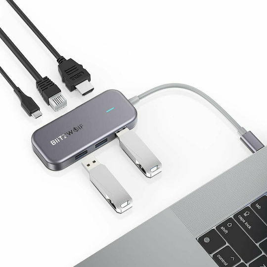 BlitzWolf BW-TH10 USB-C Docking Station with HDMI 4K PD Ethernet Gray
