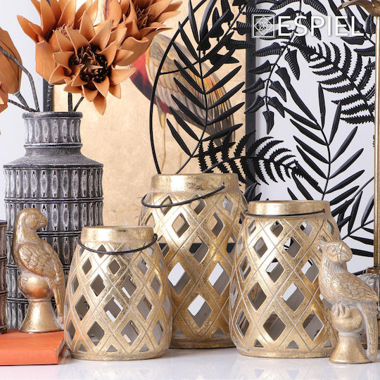 Espiel Φαναράκι Κεραμικό Επιτραπέζιο Χρυσό 15x25x25εκ.