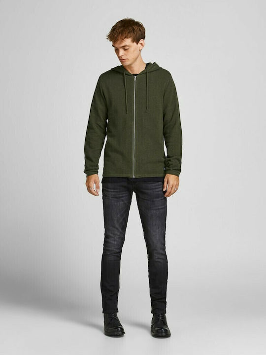 Herren Strickjacke mit Kapuze Olive Night