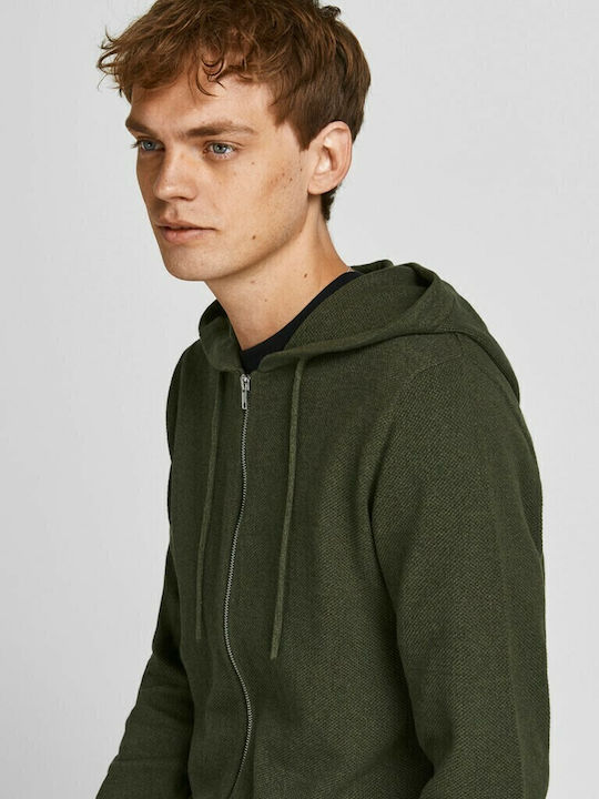 Herren Strickjacke mit Kapuze Olive Night