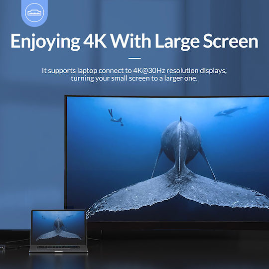 Orico WB-6RJ USB-C Docking Station με HDMI 4K PD Ethernet Γκρι