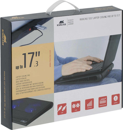 Rivacase Cooling Pad για Laptop έως 17.3" με 2 Ανεμιστήρες και Φωτισμό (5557)
