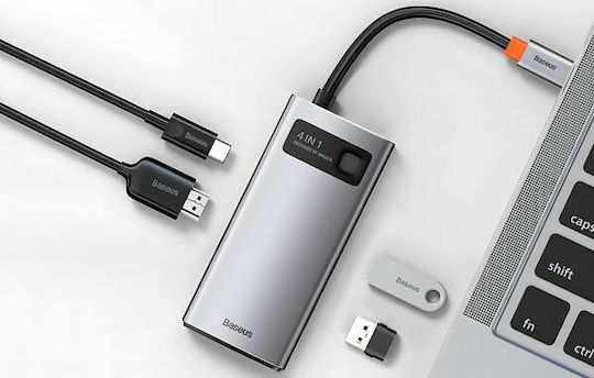 Baseus Metal Gleam Series USB-C Docking Station με HDMI 4K PD Ασημί
