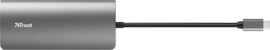 Trust Dalyx 7-in-1 USB-C Docking Station mit HDMI 4K PD Ethernet Silber
