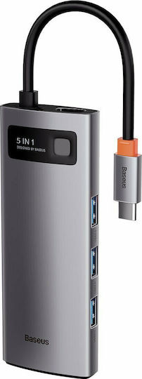 Baseus Metal Gleam USB-C Docking Station με HDMI 4K PD Ασημί