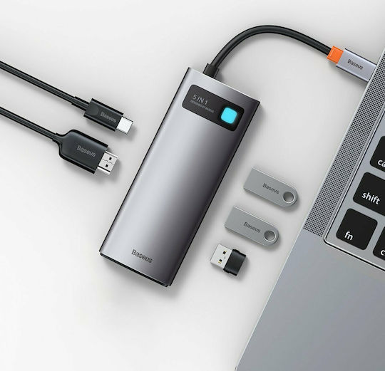 Baseus Metal Gleam USB-C Docking Station με HDMI 4K PD Ασημί
