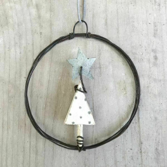 Synchronia Weihnachtsdekoration Holz Kranz mit Durchmesser 7.5cm.