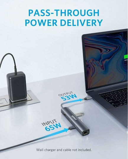 Anker PowerExpand USB-C Docking Station με HDMI 4K PD Ethernet Ασημί