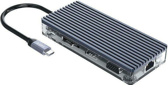 Orico WB-11P USB-C Docking Station with HDMI 4K PD Ethernet Gray