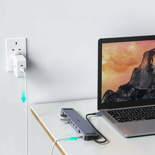 Choetech HUB-M20 USB-C Docking Station with HDMI 4K PD Ethernet and Support for 2 Monitors Gray