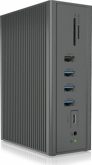 Icy Box USB-C Docking Station με HDMI 4K PD Ethernet και σύνδεση 3 Οθονών Γκρι (IB-DK2262AC)
