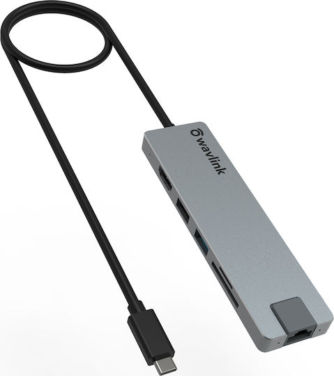 Wavlink USB-C Stație de andocare cu HDMI 4K PD Ethernet Gri (WL-UHP3409)