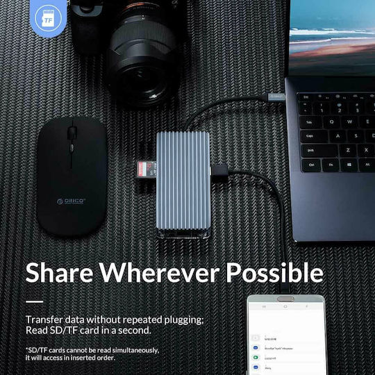 Orico WB-6TS USB-C Stație de andocare cu HDMI 4K Gri