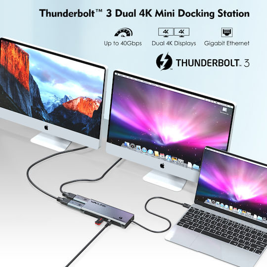 Wavlink Thunderbolt 3 Docking Station with DisplayPort 4K Ethernet Silver (WL-UTD05)
