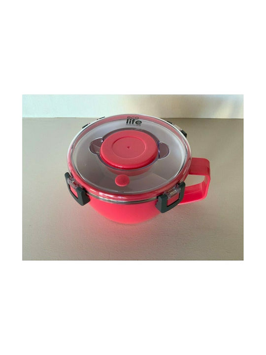 Ecolife Inox Thermo Lunch Box Double Wall Round Pink 850ml