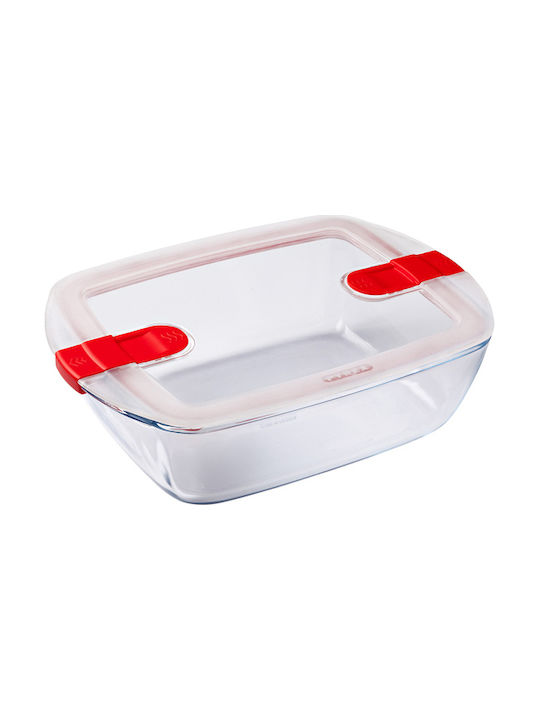 Pyrex Microwave Glass Lunch Box Cook Heat Red 2500ml