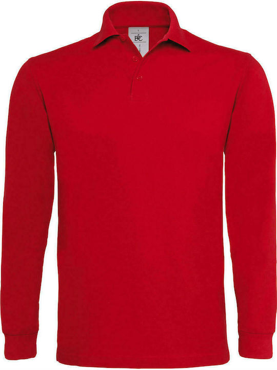 B&C Heavymill LSL Men's Long Sleeve Promotional Blouse Red