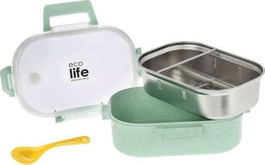 Ecolife Light Δοχείο Φαγητού Inox Light Green με Χωρίσματα 900ml