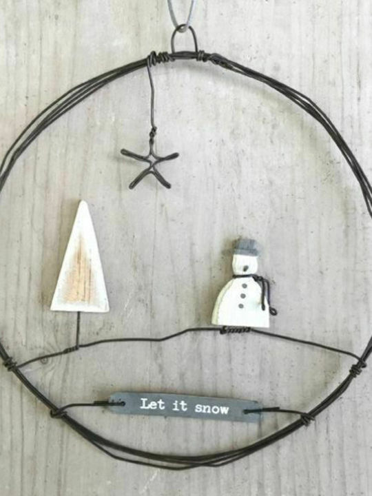 Synchronia Christmas Wooden Decorative Wreath 15cm