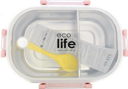Ecolife Light Кутия за храна Inox Light Pink С Прегради 900ml