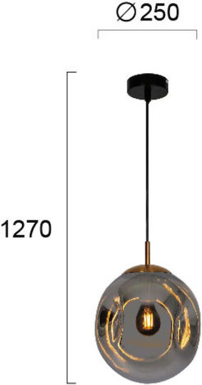 Viokef Oscar Pendant Light Silver Ball with Socket E27 25cm